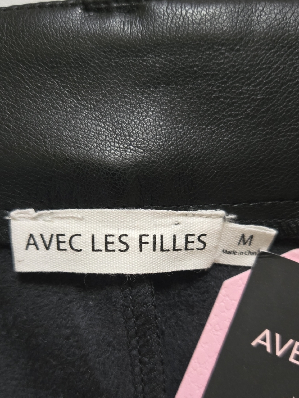 Avec Les Filles Black Faux Ever Leather‎ Wide Leg Cropped Trouser Pants Size M - Picture 6 of 11